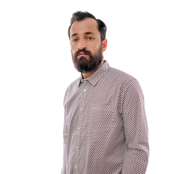 GUESS-LOS ANGELES-PRINTED-SLIM FIT-CASUAL SHIRT | WHITE